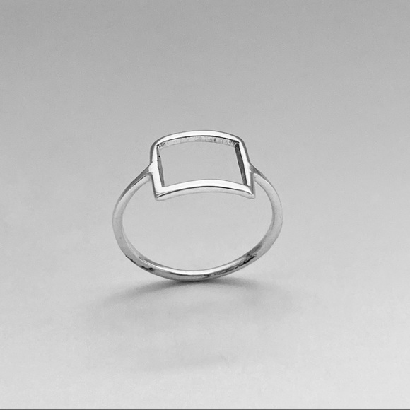 Sterling Silver Thin Open Square Ring, Delicate Ring, Minimalist Silver Rings - Picture 5 of 13